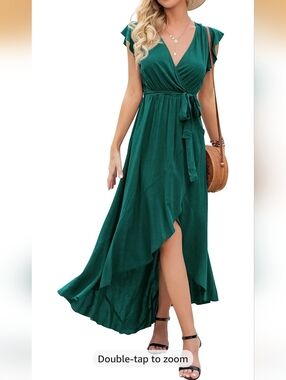 Cupshe Forest Green Wrap High-Low Maxi Dress